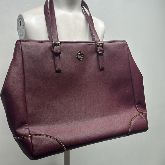 Glass Ladder Co Michelle Tote Bag Purse Leather Limited Edition Merlot Red - Picture 2 of 12